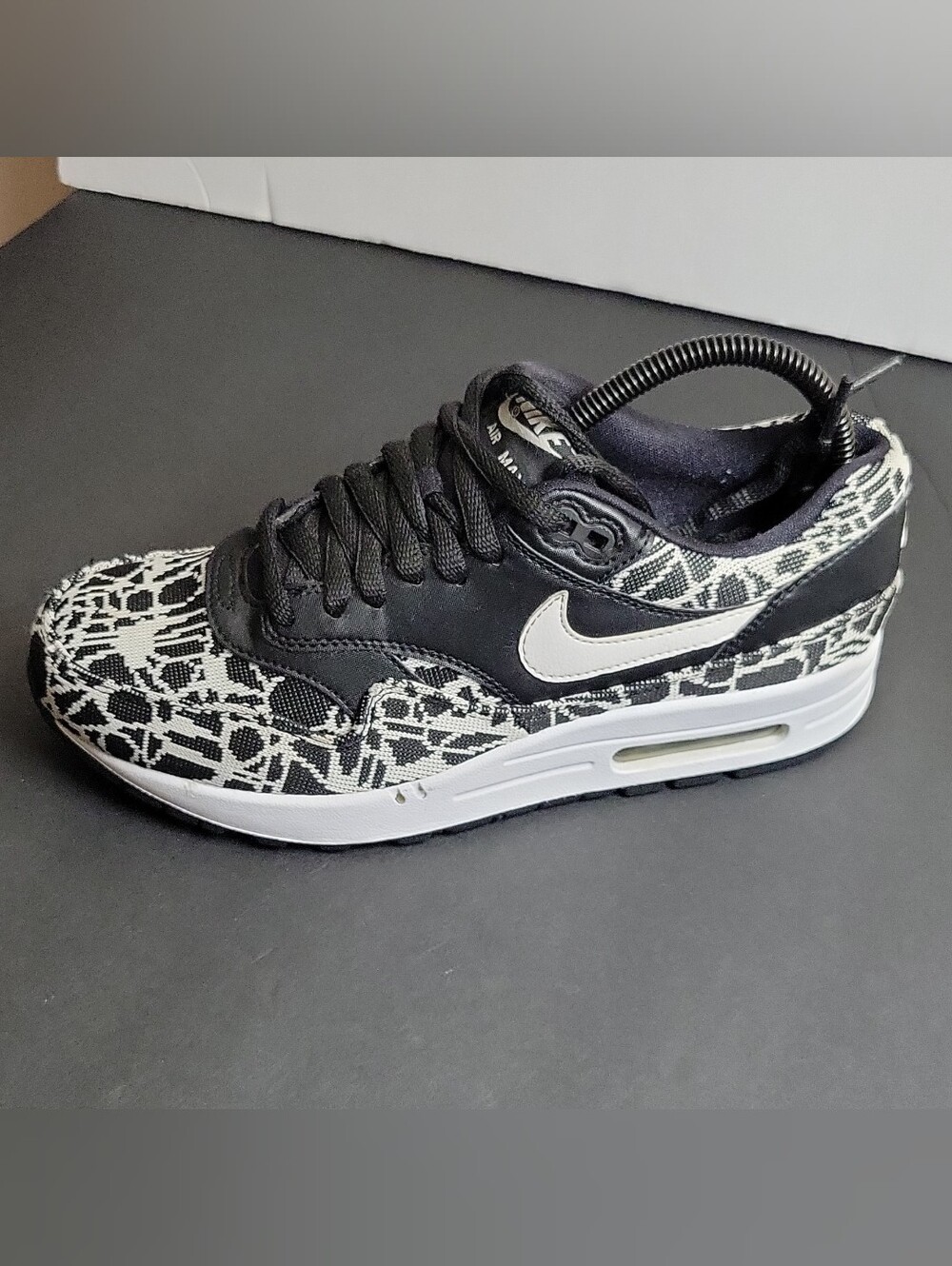 Nike Air Max 1 Jacquard Black White Womens Size 7.5 US Athletic Sneakers Shoes